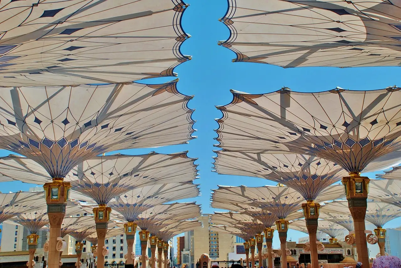 Courtyard umbrellas at Al-Masjid an-Nabawi in Madinah